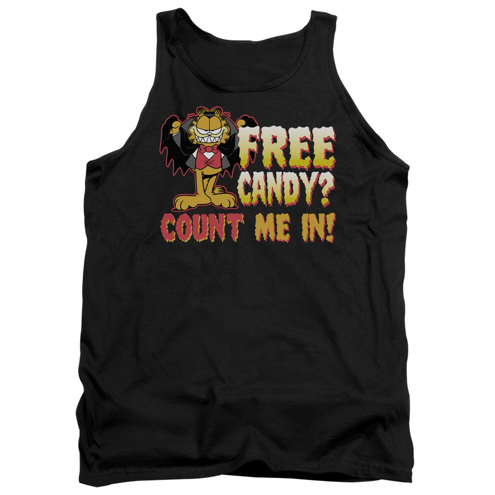AN OFFCIALLY LICENSED GARFIELD COUNT ME IN ADULT UNISEX TANK TOP BLACK