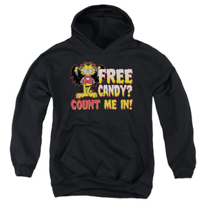 AN OFFCIALLY LICENSED GARFIELD COUNT ME IN YOUTH HOODIE BLACK