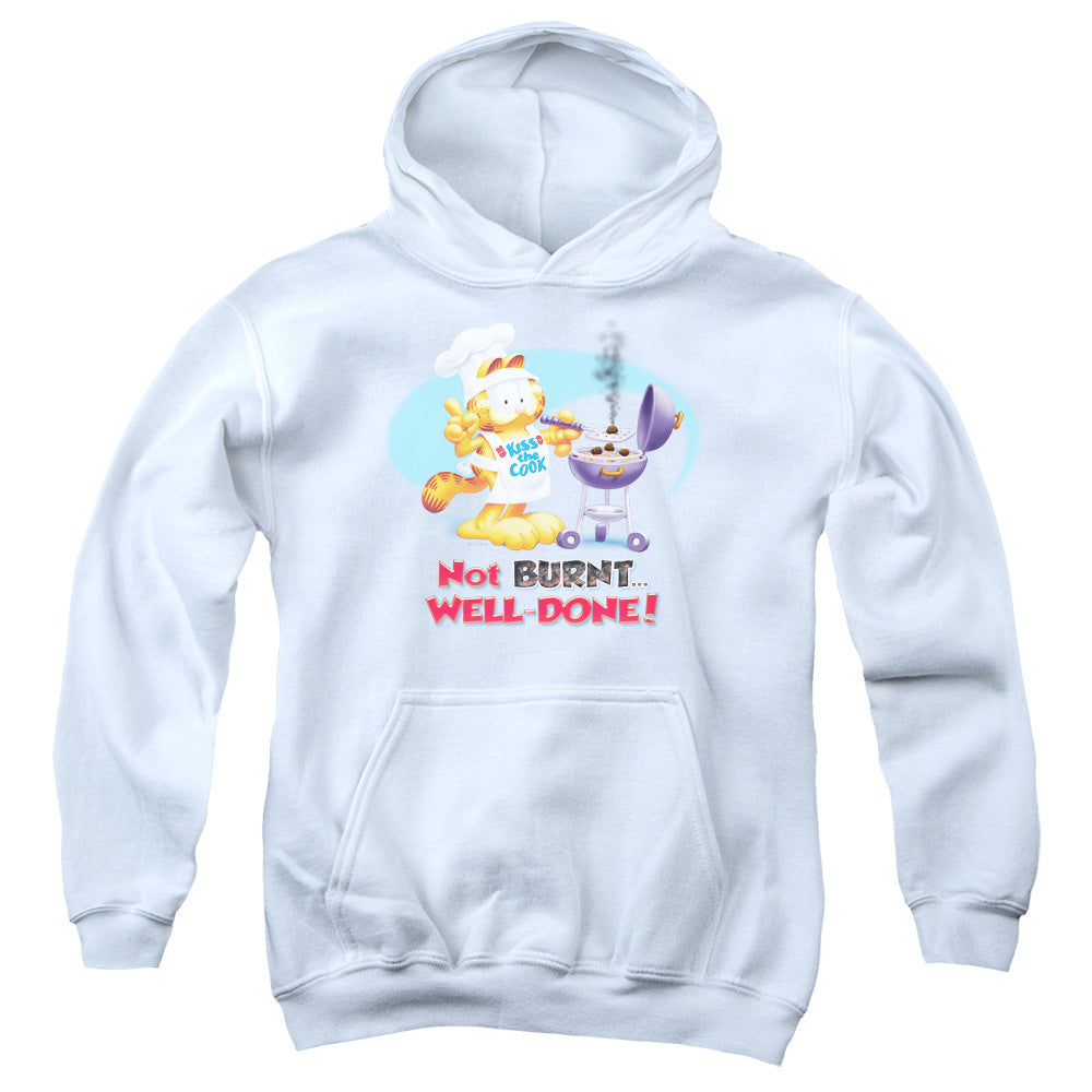 AN OFFCIALLY LICENSED GARFIELD WELL DONE YOUTH HOODIE WHITE