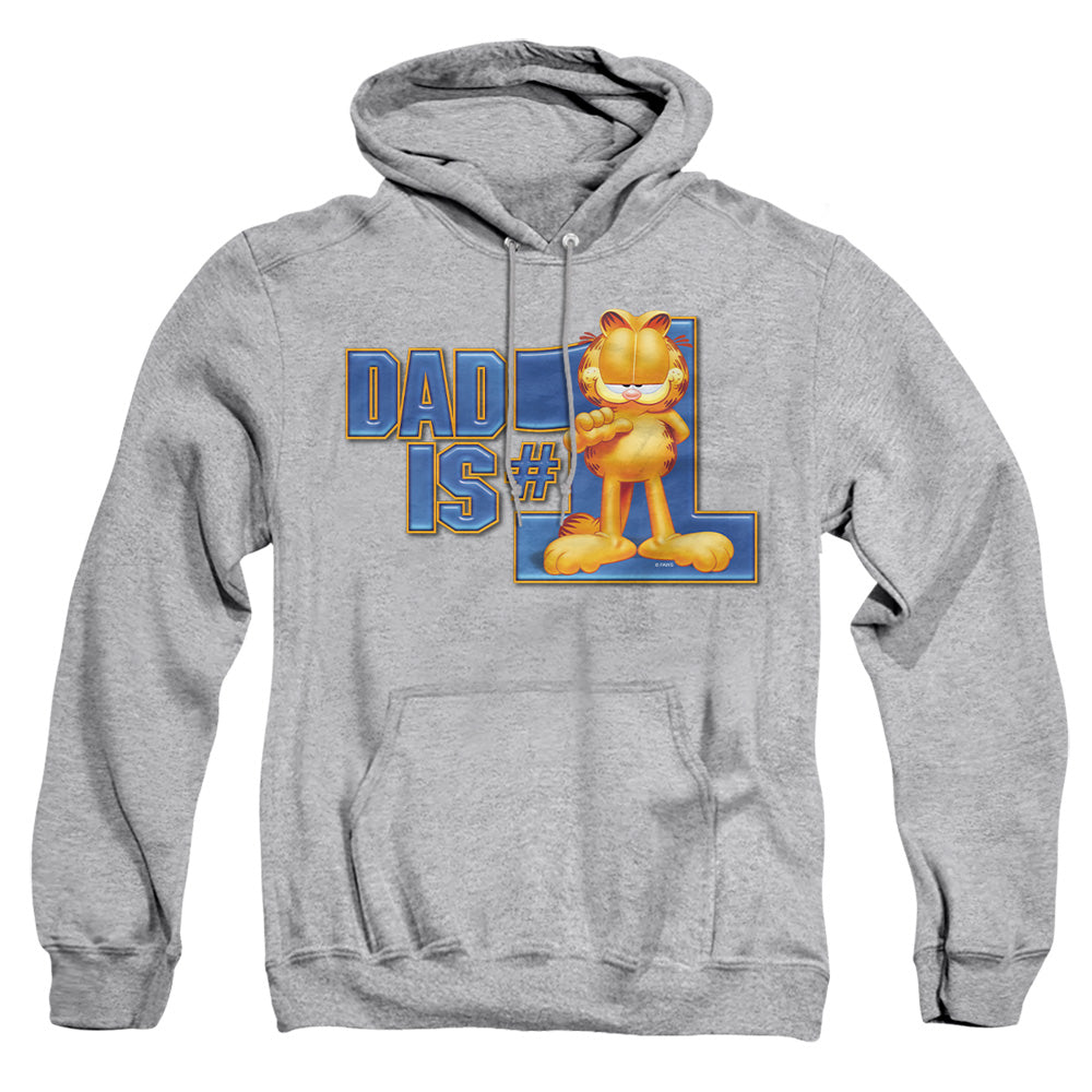 AN OFFCIALLY LICENSED GARFIELD DAD IS NUMBER ONE ADULT UNISEX PULLOVER HOODIE ATHLETIC HEATHER