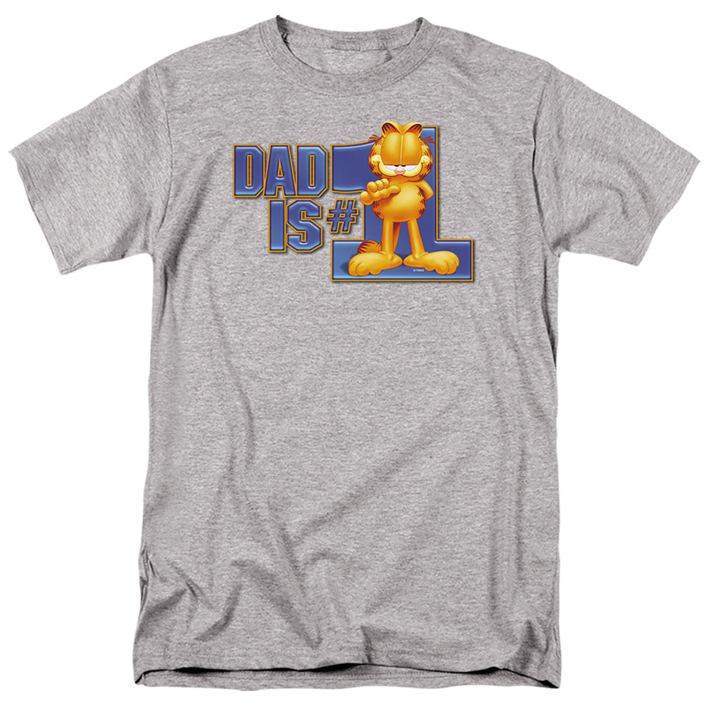 AN OFFCIALLY LICENSED GARFIELD DAD IS NUMBER ONE MEN'S REGULAR FIT T-SHIRT ATHLETIC HEATHER