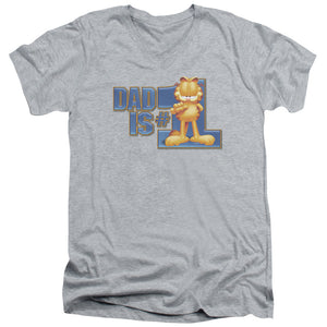AN OFFCIALLY LICENSED GARFIELD DAD IS NUMBER ONE MEN'S V-NECK T-SHIRT ATHLETIC HEATHER