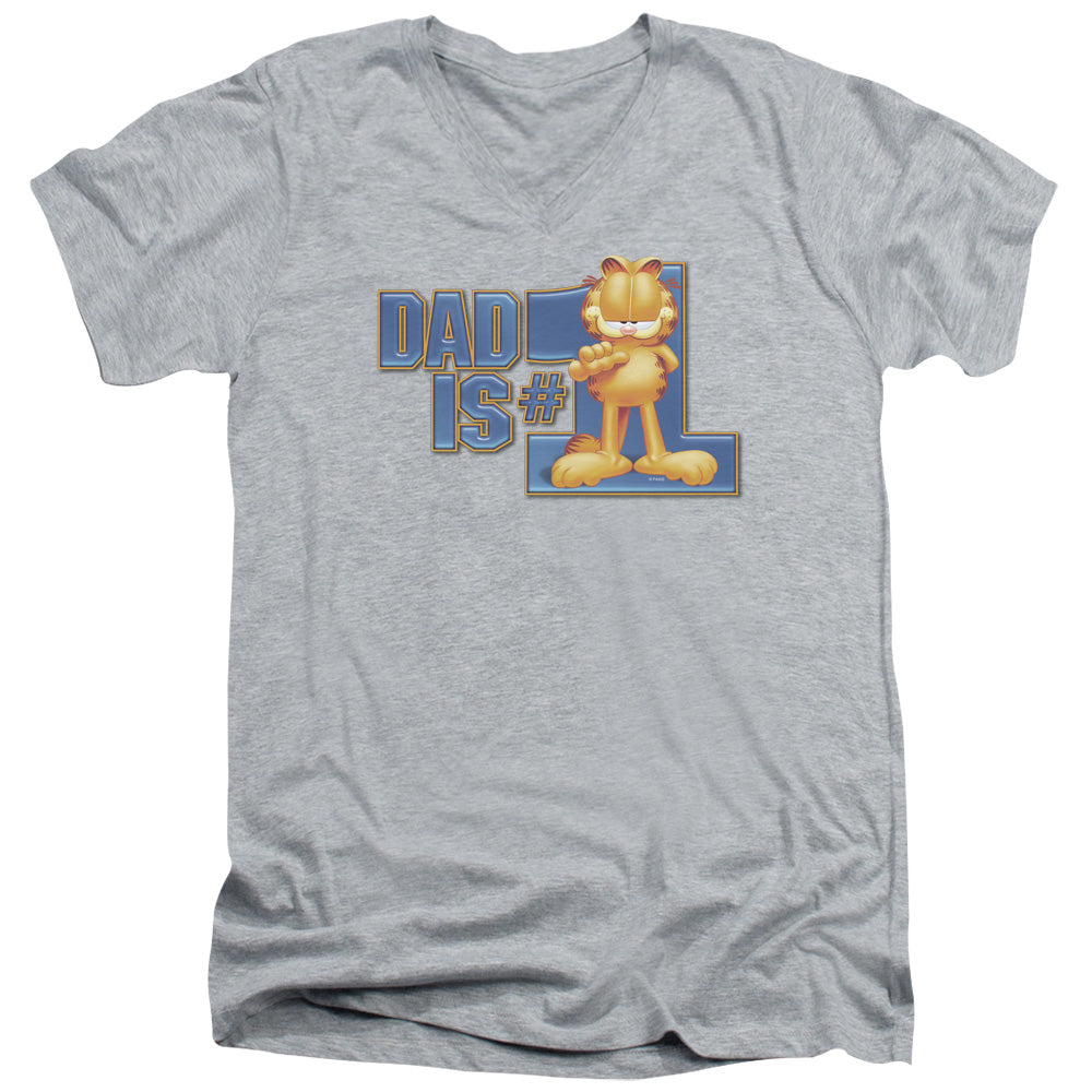 AN OFFCIALLY LICENSED GARFIELD DAD IS NUMBER ONE MEN'S V-NECK T-SHIRT ATHLETIC HEATHER