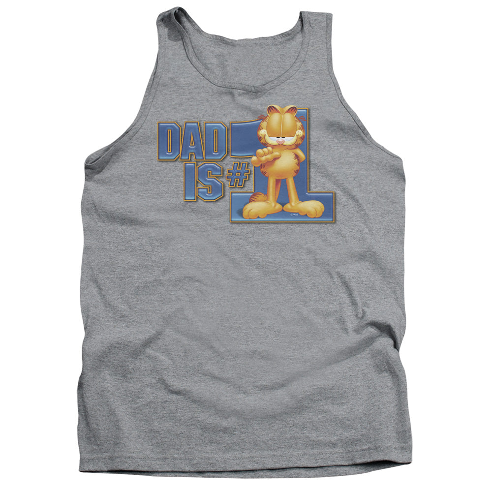 AN OFFCIALLY LICENSED GARFIELD DAD IS NUMBER ONE ADULT UNISEX TANK TOP ATHLETIC HEATHER