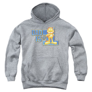 AN OFFCIALLY LICENSED GARFIELD DAD IS NUMBER ONE YOUTH HOODIE ATHLETIC HEATHER