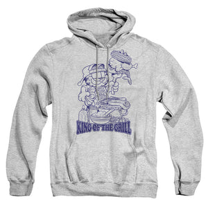 AN OFFCIALLY LICENSED GARFIELD KING OF THE GRILL ADULT UNISEX PULLOVER HOODIE ATHLETIC HEATHER