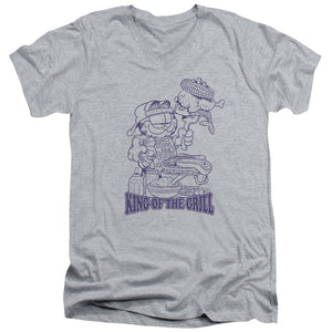 AN OFFCIALLY LICENSED GARFIELD KING OF THE GRILL MEN'S V-NECK T-SHIRT ATHLETIC HEATHER