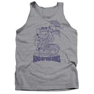 AN OFFCIALLY LICENSED GARFIELD KING OF THE GRILL ADULT UNISEX TANK TOP ATHLETIC HEATHER