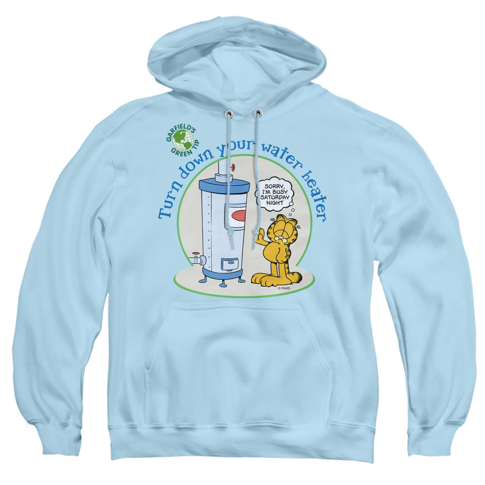 AN OFFCIALLY LICENSED GARFIELD PLANT A TREE ADULT UNISEX PULLOVER HOODIE LIGHT BLUE
