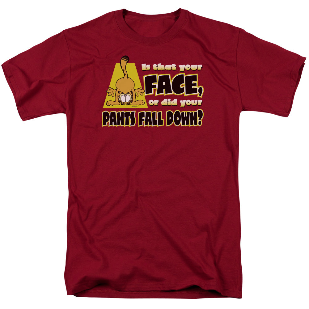 AN OFFCIALLY LICENSED GARFIELD ATTRACTIVE MEN'S REGULAR FIT T-SHIRT CARDINAL
