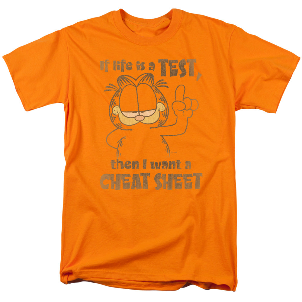 AN OFFCIALLY LICENSED GARFIELD CHEAT SHEET MEN'S REGULAR FIT T-SHIRT ORANGE