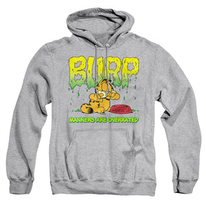 AN OFFCIALLY LICENSED GARFIELD MANNERS ADULT UNISEX PULLOVER HOODIE ATHLETIC HEATHER