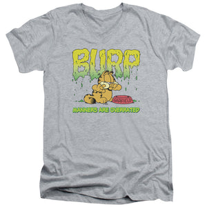 AN OFFCIALLY LICENSED GARFIELD MANNERS MEN'S V-NECK T-SHIRT ATHLETIC HEATHER
