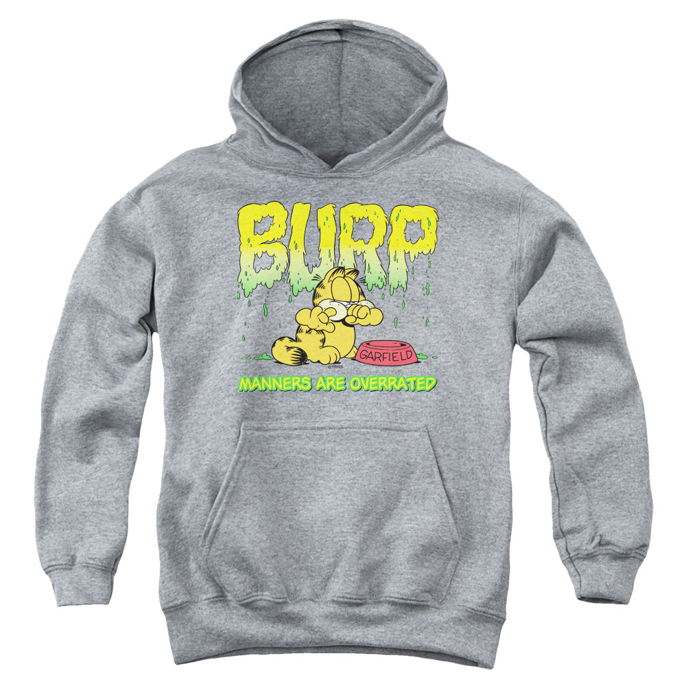 AN OFFCIALLY LICENSED GARFIELD MANNERS YOUTH HOODIE ATHLETIC HEATHER