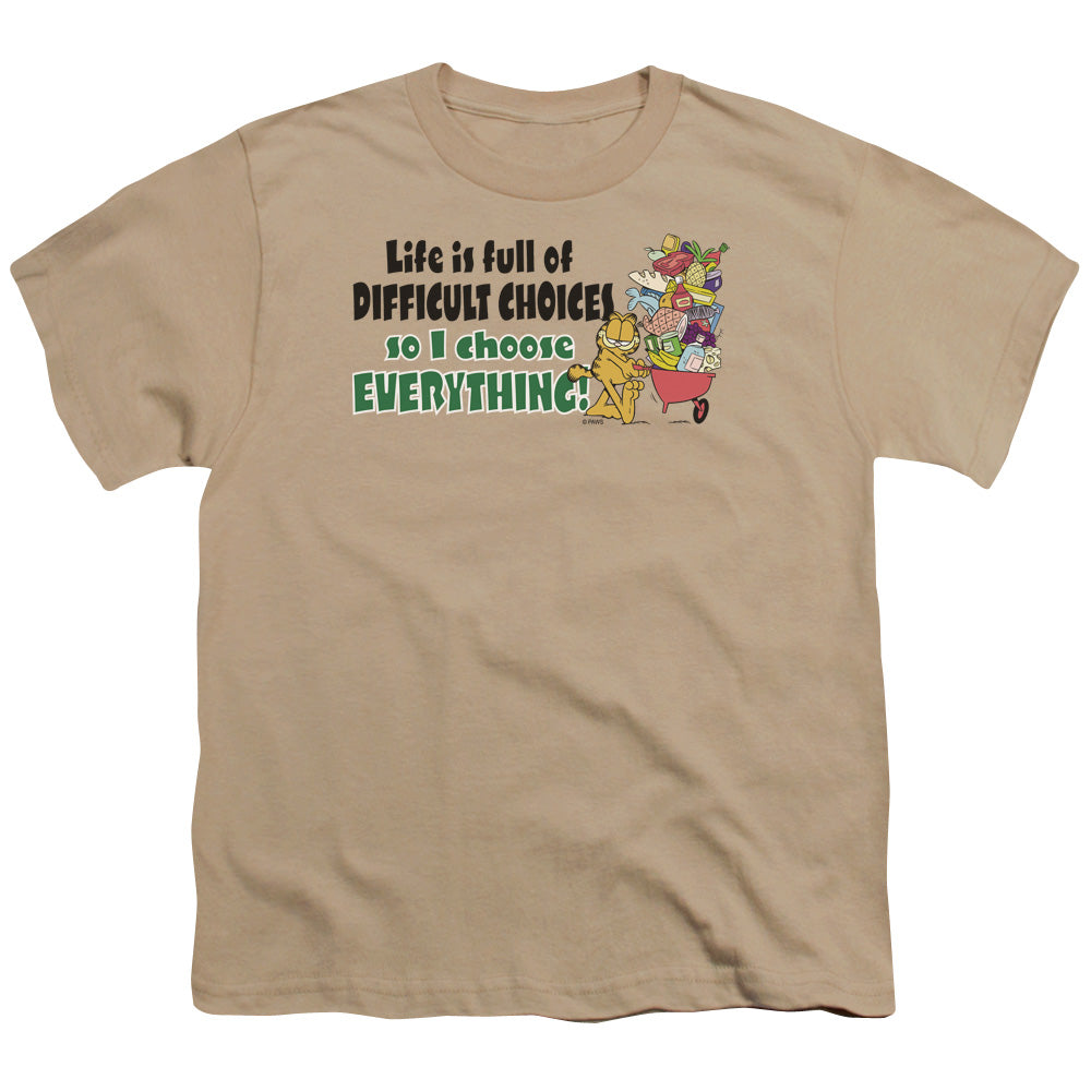 Garfield Difficult Choices Licensed Kid's T-Shirt (Ages 4-7) XL
