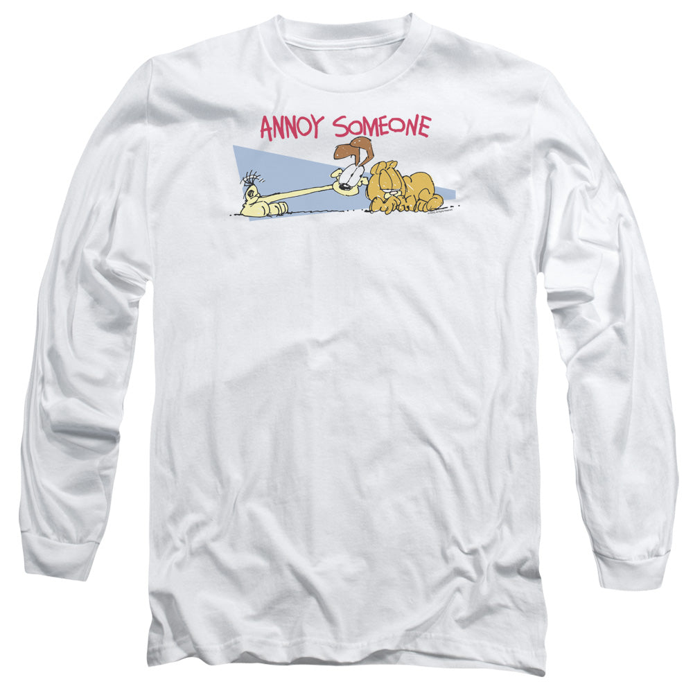 AN OFFCIALLY LICENSED GARFIELD ANNOY SOMEONE MEN'S LONG SLEEVE T-SHIRT WHITE