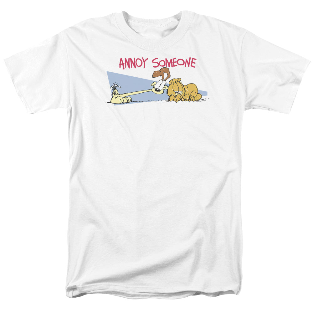 AN OFFCIALLY LICENSED GARFIELD ANNOY SOMEONE MEN'S REGULAR FIT T-SHIRT WHITE