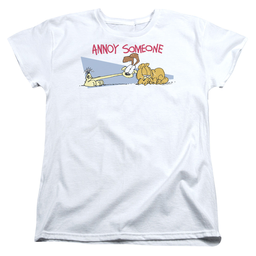 AN OFFCIALLY LICENSED GARFIELD ANNOY SOMEONE WOMEN'S REGULAR FIT T-SHIRT WHITE