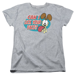 AN OFFCIALLY LICENSED GARFIELD QUESTION WOMEN'S REGULAR FIT T-SHIRT ATHLETIC HEATHER