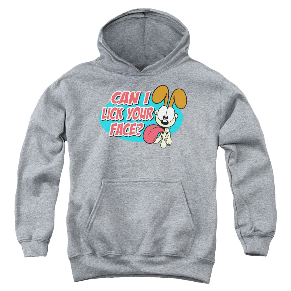 AN OFFCIALLY LICENSED GARFIELD QUESTION YOUTH HOODIE ATHLETIC HEATHER