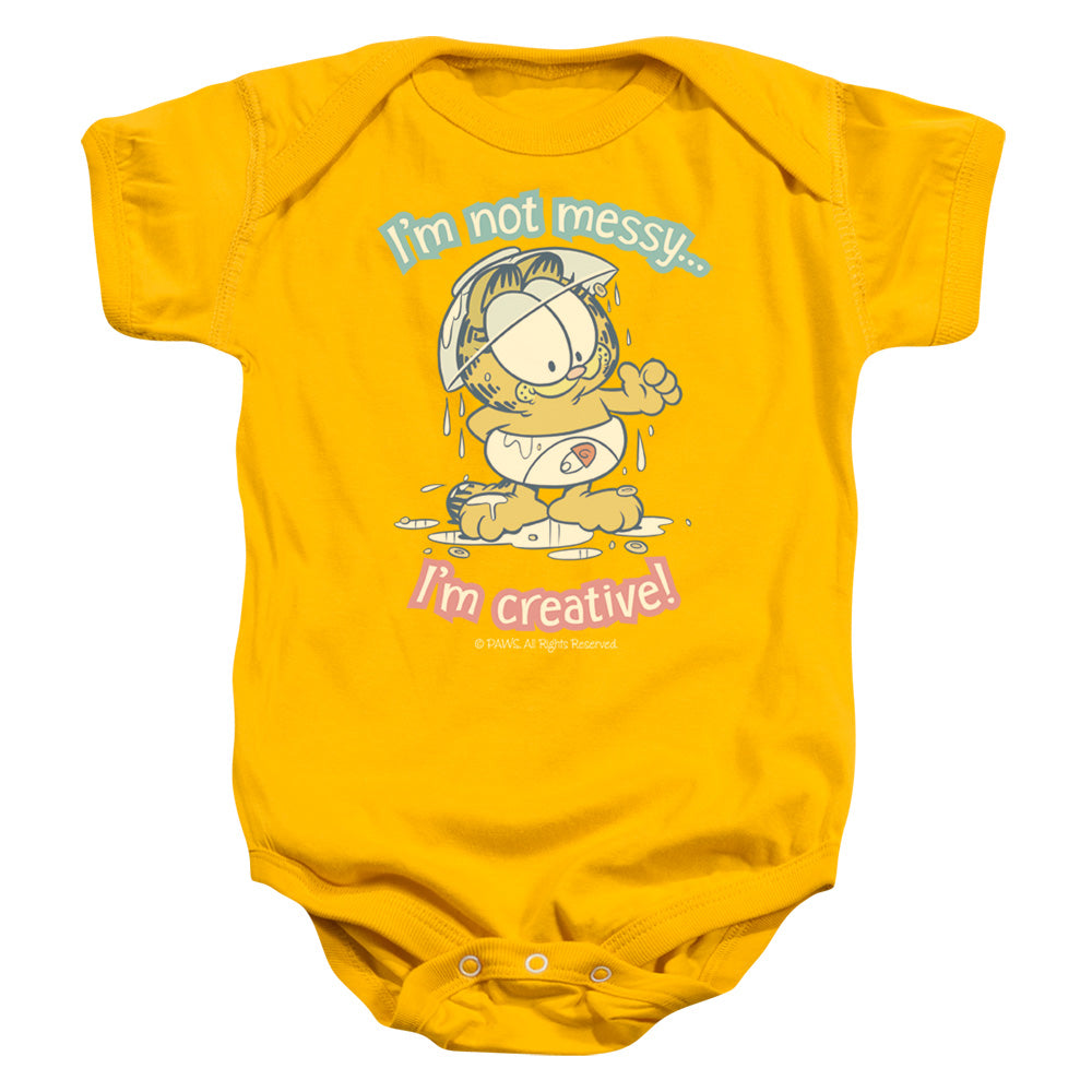 AN OFFCIALLY LICENSED GARFIELD IM CREATIVE BABY BODYSUIT GOLD