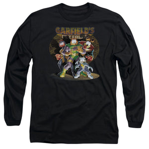 AN OFFCIALLY LICENSED GARFIELD SPOTLIGHT MEN'S LONG SLEEVE T-SHIRT BLACK