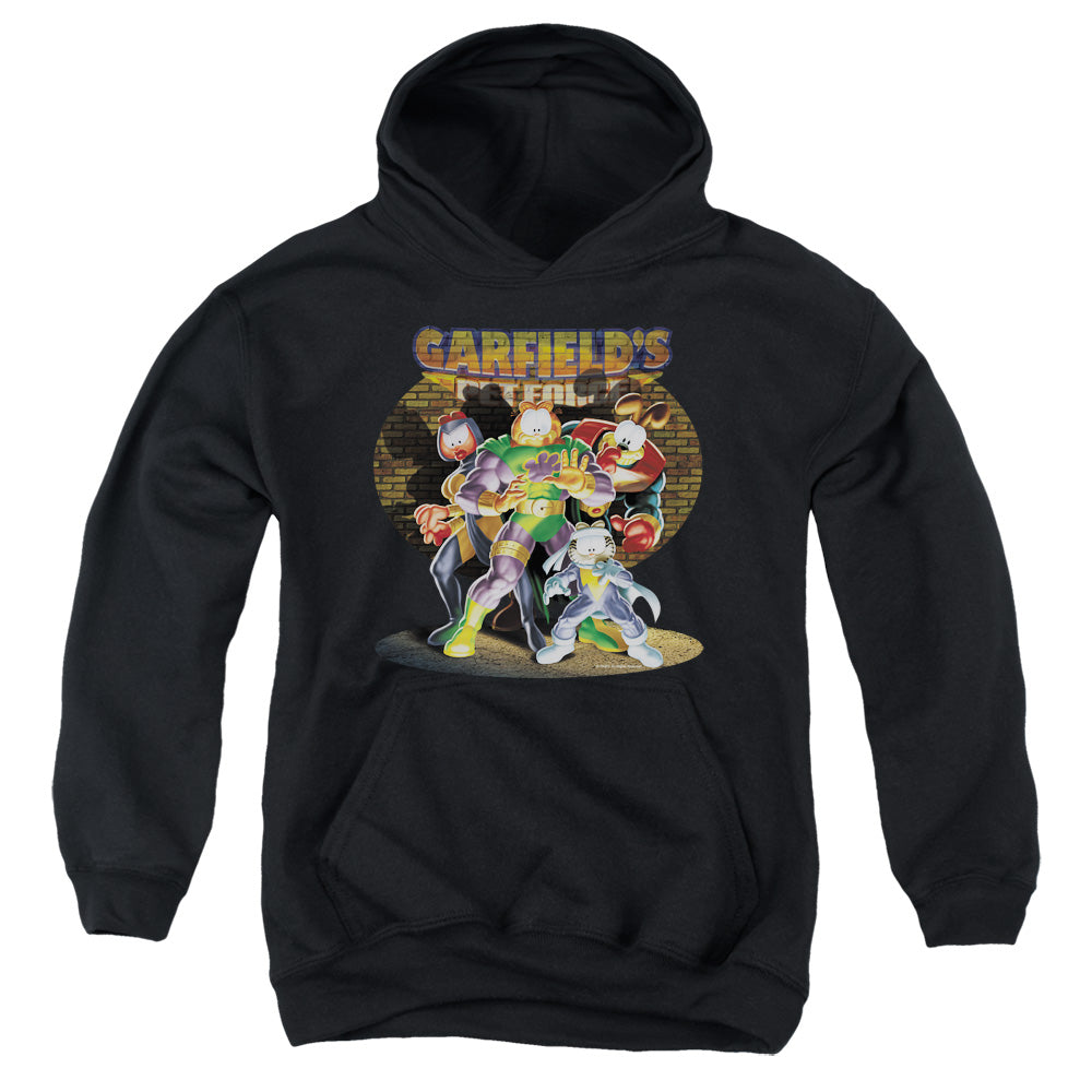 AN OFFCIALLY LICENSED GARFIELD SPOTLIGHT YOUTH HOODIE BLACK
