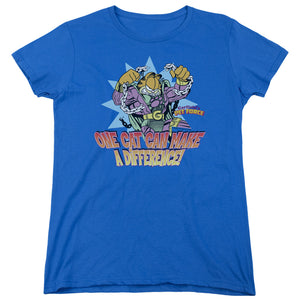 AN OFFCIALLY LICENSED GARFIELD MAKE A DIFFERENCE WOMEN'S REGULAR FIT T-SHIRT ROYAL