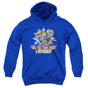 AN OFFCIALLY LICENSED GARFIELD MAKE A DIFFERENCE YOUTH HOODIE ROYAL