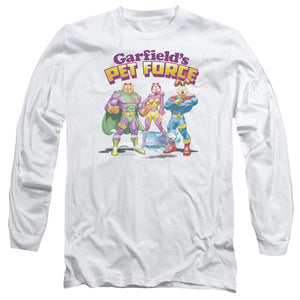 AN OFFCIALLY LICENSED GARFIELD HEROES AWAIT MEN'S LONG SLEEVE T-SHIRT WHITE