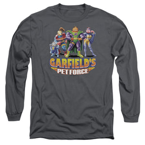 AN OFFCIALLY LICENSED GARFIELD BEYOND MEN'S LONG SLEEVE T-SHIRT CHARCOAL
