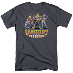 AN OFFCIALLY LICENSED GARFIELD BEYOND MEN'S REGULAR FIT T-SHIRT CHARCOAL