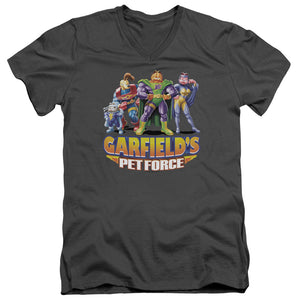 AN OFFCIALLY LICENSED GARFIELD BEYOND MEN'S V-NECK T-SHIRT CHARCOAL