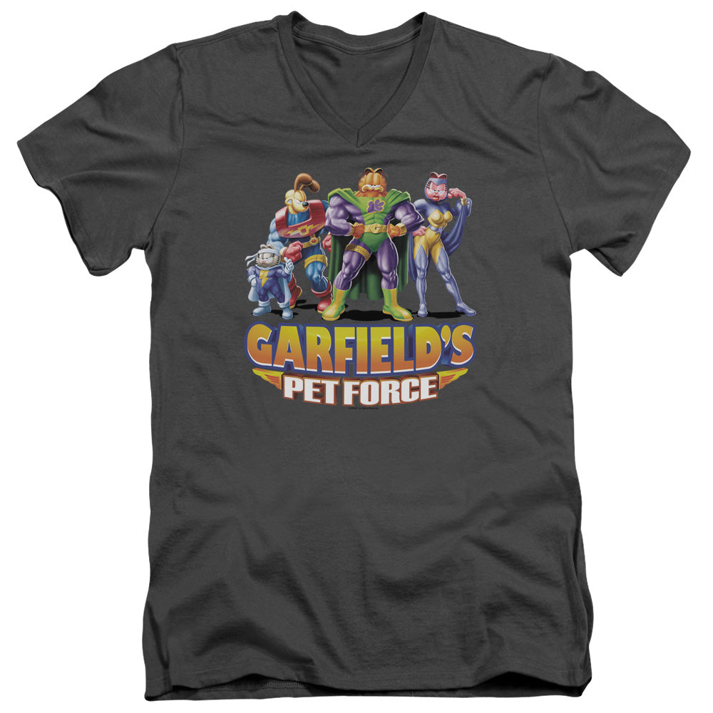AN OFFCIALLY LICENSED GARFIELD BEYOND MEN'S V-NECK T-SHIRT CHARCOAL