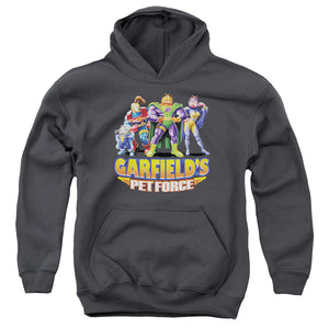 AN OFFCIALLY LICENSED GARFIELD BEYOND YOUTH HOODIE CHARCOAL