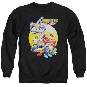 AN OFFCIALLY LICENSED GARFIELD TONGUE OF DOOM ADULT UNISEX CREWNECK SWEATSHIRT BLACK
