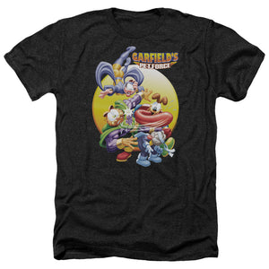 AN OFFCIALLY LICENSED GARFIELD TONGUE OF DOOM MEN'S HEATHER T-SHIRT CHARCOAL