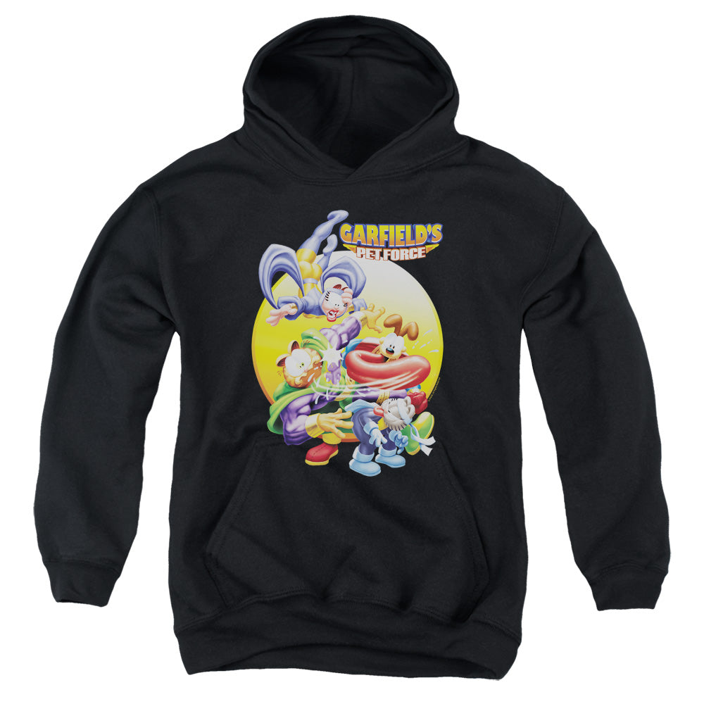 AN OFFCIALLY LICENSED GARFIELD TONGUE OF DOOM YOUTH HOODIE BLACK
