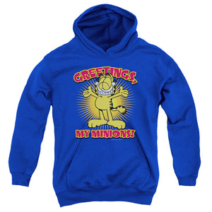 AN OFFCIALLY LICENSED GARFIELD MINIONS YOUTH HOODIE ROYAL
