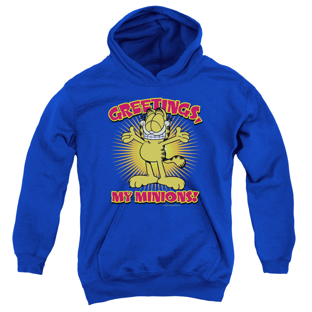 AN OFFCIALLY LICENSED GARFIELD MINIONS YOUTH HOODIE ROYAL