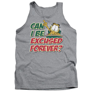 AN OFFCIALLY LICENSED GARFIELD EXCUSED FOREVER ADULT UNISEX TANK TOP ATHLETIC HEATHER