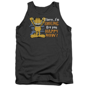 AN OFFCIALLY LICENSED GARFIELD SMILING ADULT UNISEX TANK TOP CHARCOAL