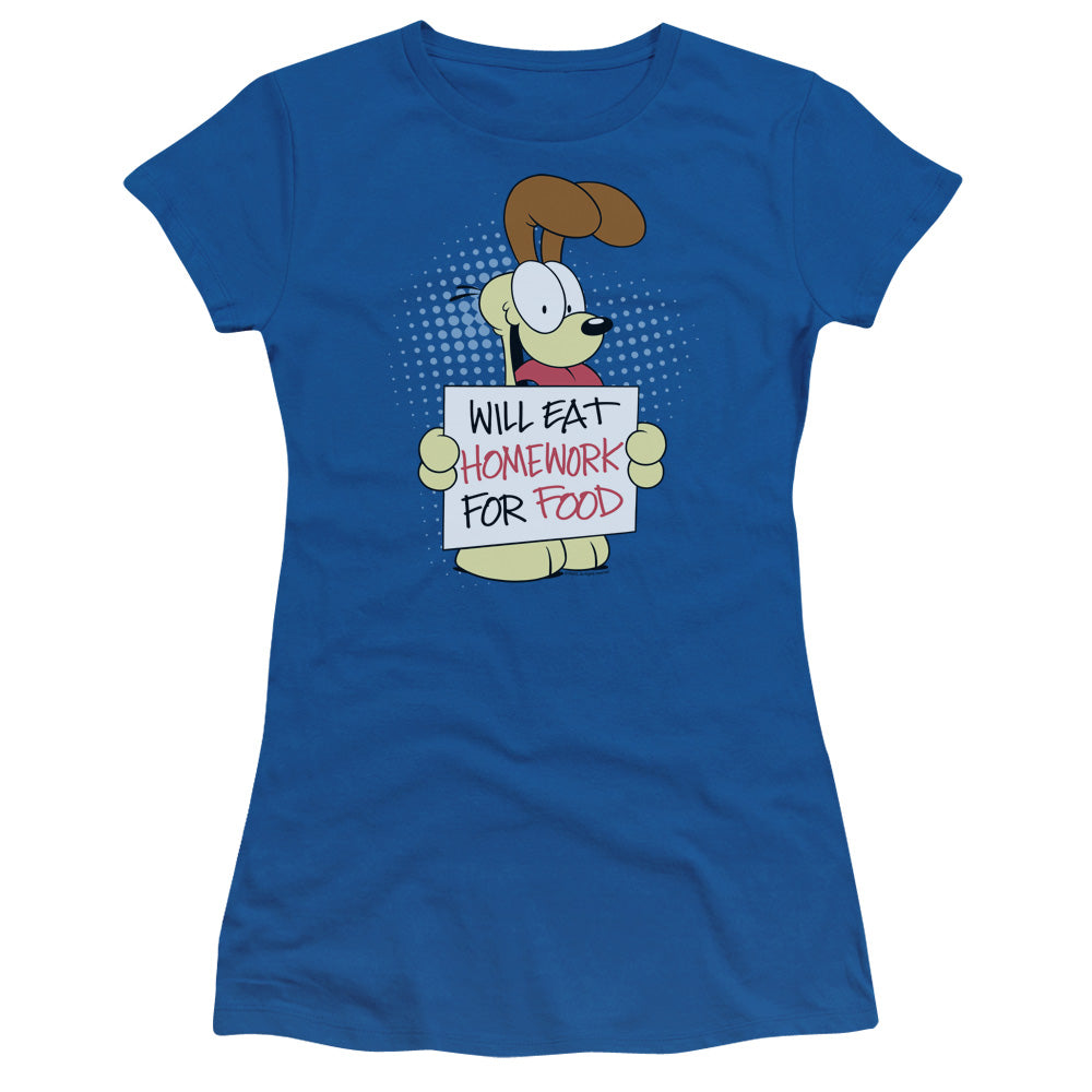 Garfield Will Eat Homework Licensed Women's T-Shirt Juniors LG