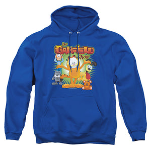 AN OFFCIALLY LICENSED GARFIELD THE GARFIELD SHOW ADULT UNISEX PULLOVER HOODIE ROYAL