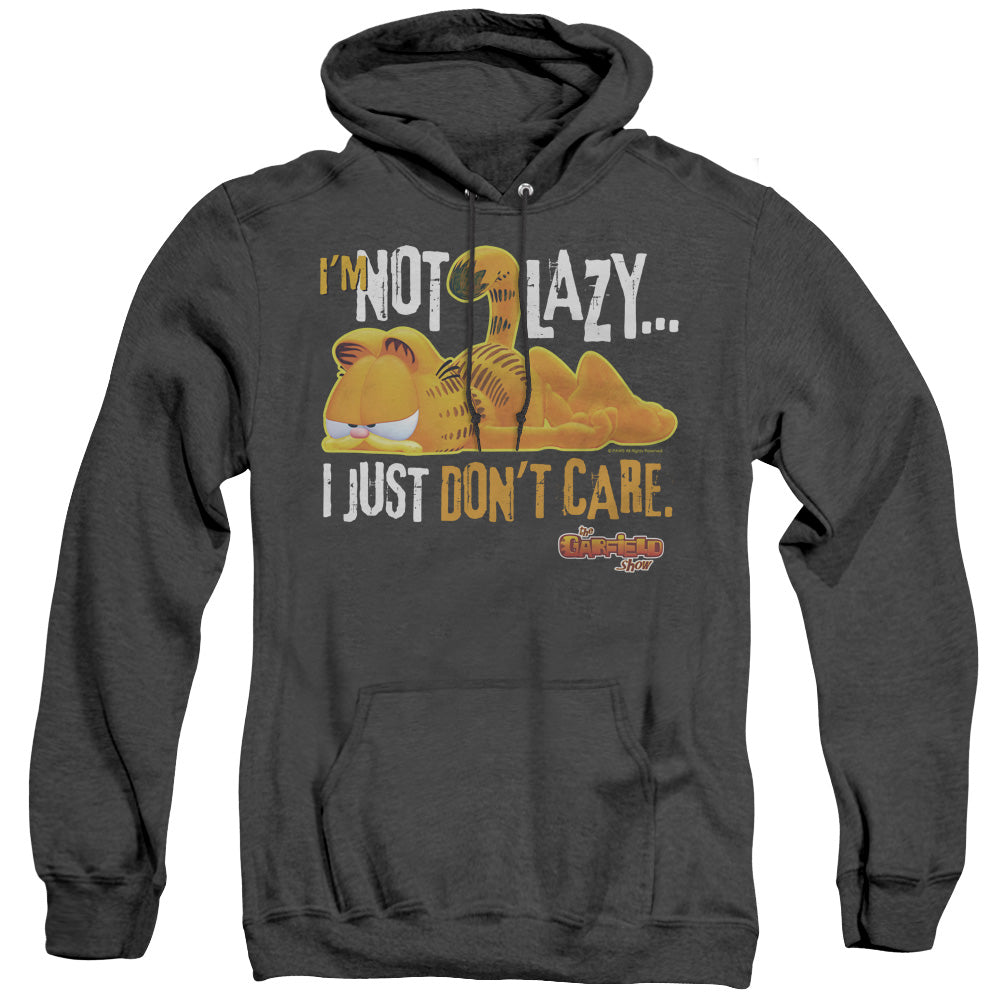 AN OFFCIALLY LICENSED GARFIELD NOT LAZY ADULT UNISEX HEATHER PULLOVER HOODIE BLACK