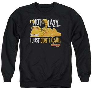 AN OFFCIALLY LICENSED GARFIELD NOT LAZY ADULT UNISEX CREWNECK SWEATSHIRT BLACK