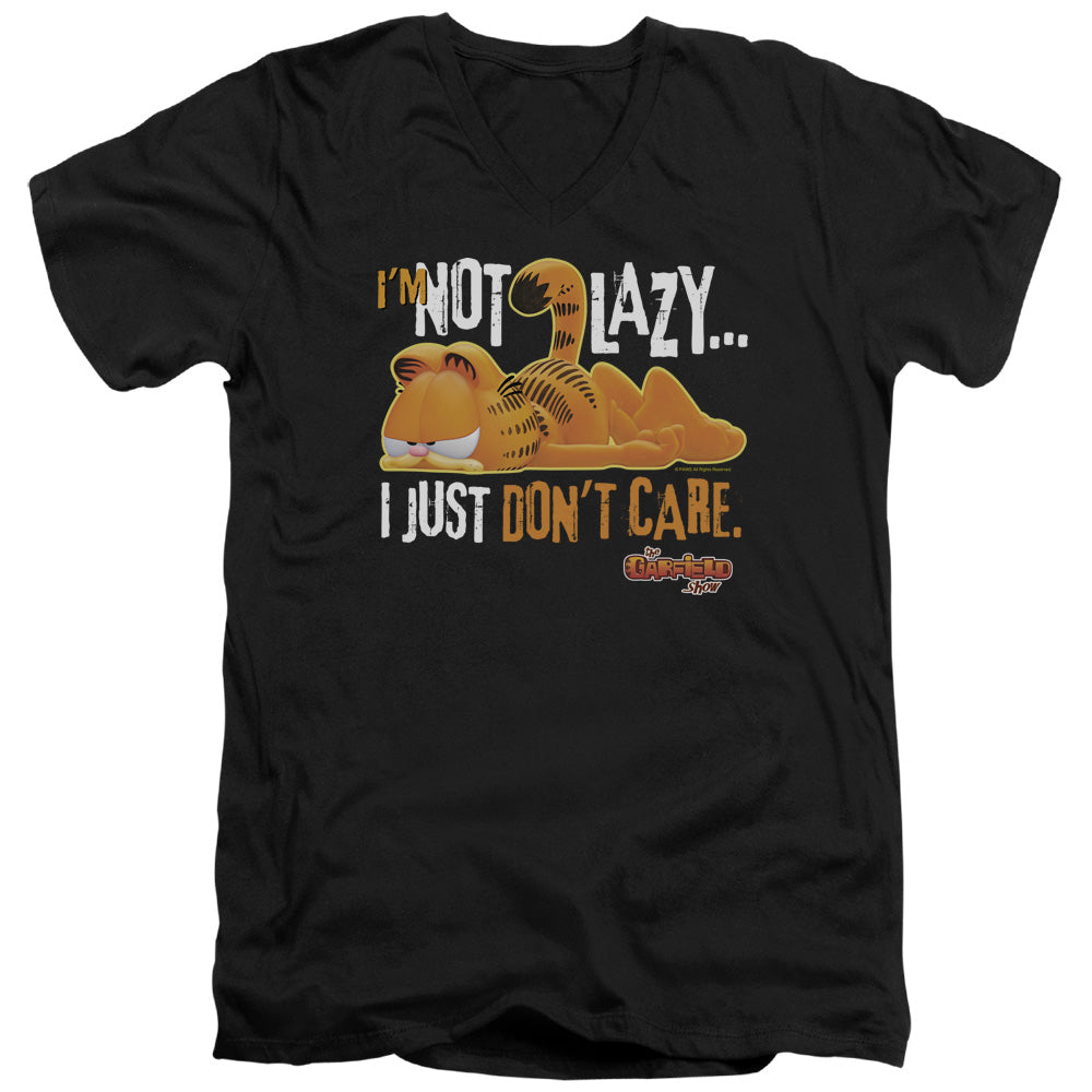 AN OFFCIALLY LICENSED GARFIELD NOT LAZY MEN'S V-NECK T-SHIRT BLACK