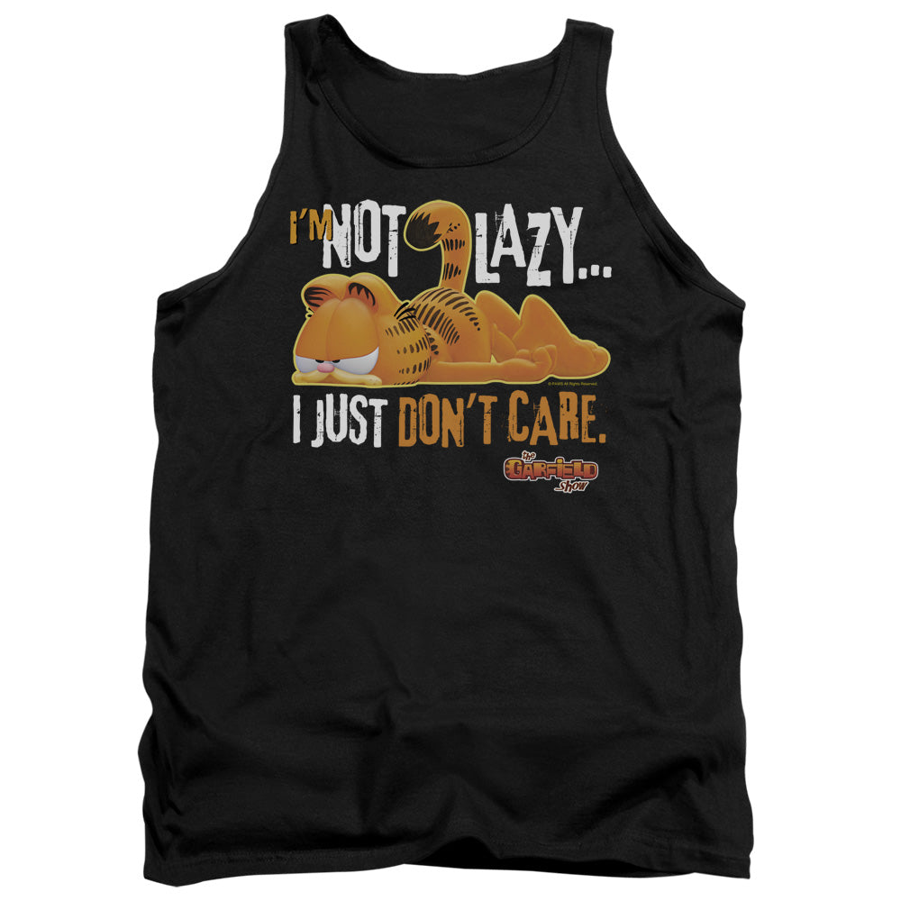 AN OFFCIALLY LICENSED GARFIELD NOT LAZY ADULT UNISEX TANK TOP BLACK