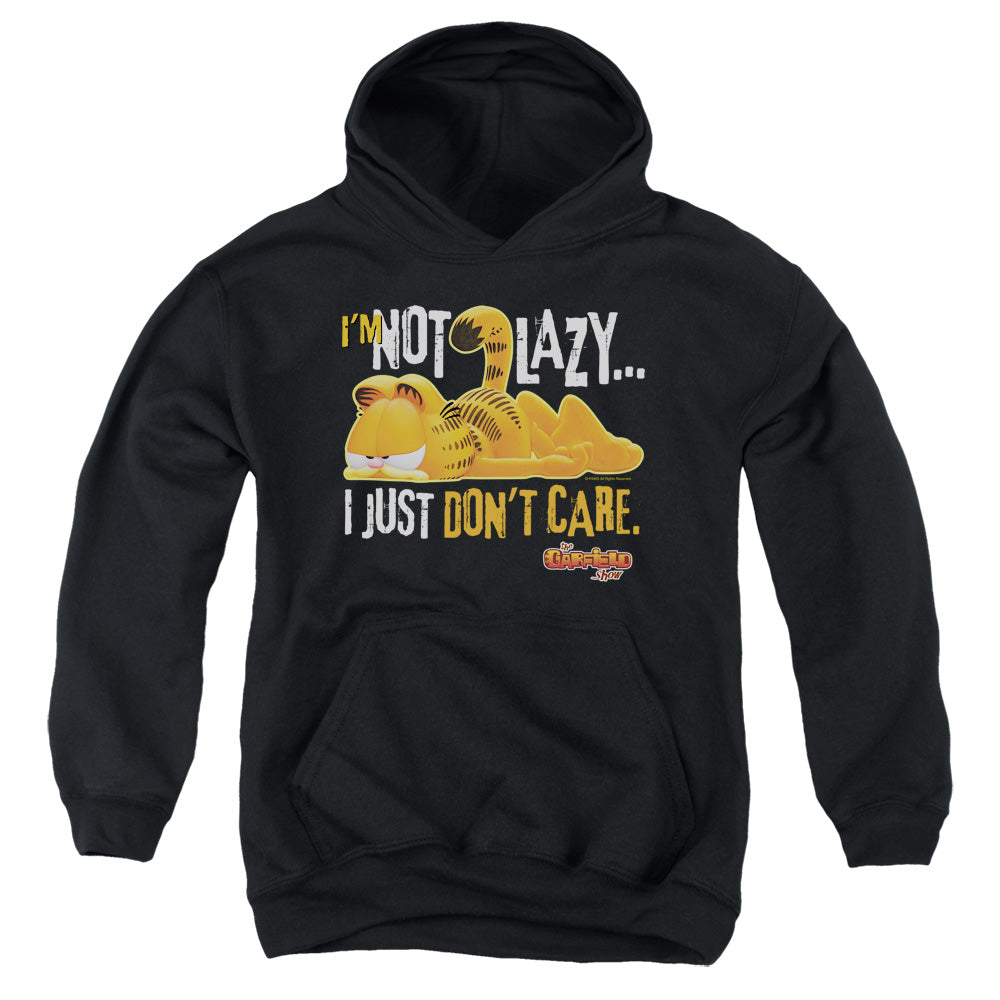 AN OFFCIALLY LICENSED GARFIELD NOT LAZY YOUTH HOODIE BLACK