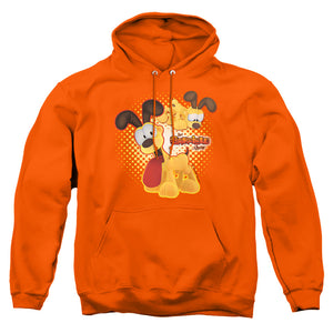 AN OFFCIALLY LICENSED GARFIELD ODIE ADULT UNISEX PULLOVER HOODIE ORANGE